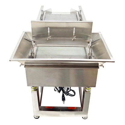 TECHTONGDA Straight Vibrating Sieve Screen Shaker Electric Linear Sifter Machine Stainless Steel One Layer Two Motor 4mm Round Hole Screen Size 40 * 13.8inch