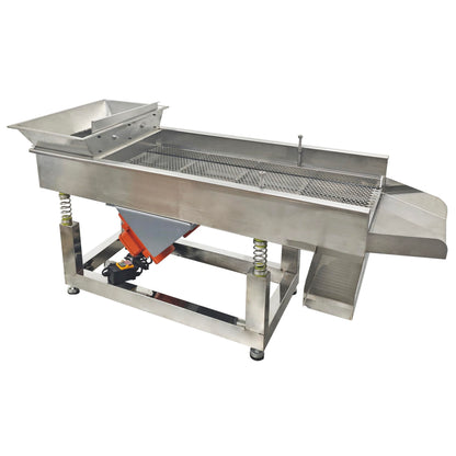 TECHTONGDA Straight Vibrating Sieve Screen Shaker Electric Linear Sifter Machine Stainless Steel One Layer Two Motor 10mm Round Hole Screen Size 40 * 13.8inch