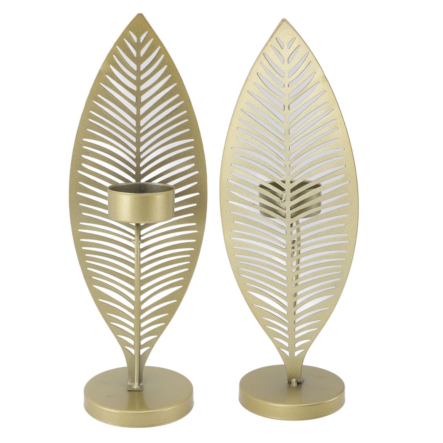 Iron Leaf Candle Holder, Minimalist Wrought Iron Candlestick Stand, Unique Leaf Shape Metal Candle Holder with Nordic Design for Dining Room Home Decor (Gold)