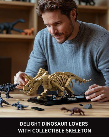 Nifeliz Triceratops Fossil Model Set Dinosaur Skeleton Building Set for Adults and Collectors Ideal Gift for Fossil Lovers (798 PCS NF10351)