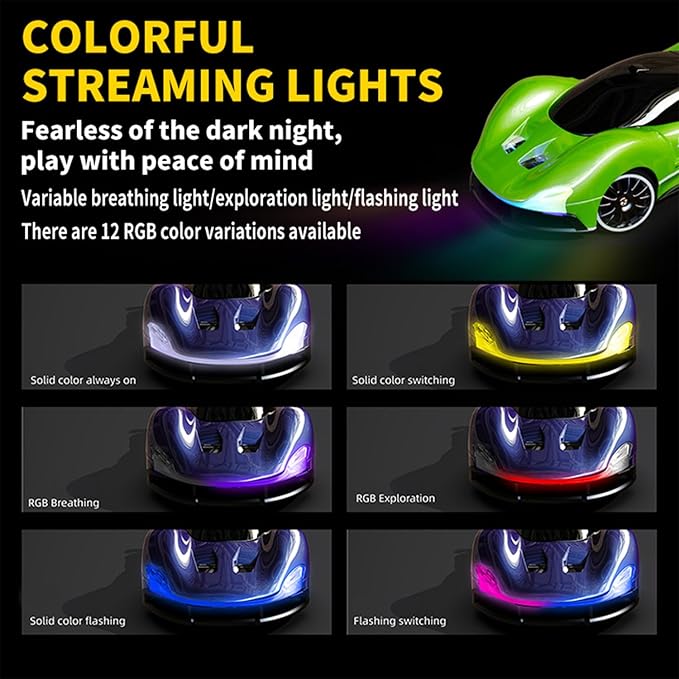 1:20 Scale Remote Control Drift Car 4WD 2.4GHz Racing Sport Toy RC Car with LED Lights Racing and Drift Wheels (Green)
