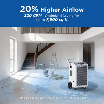Moiswell 200 Pints Commercial Dehumidifier with Pump and Drain Hose for Basements, Heavy Duty Commercial Grade Dehumidifiers for Large Spaces, Warehouse, Industry Water Damage Unit, Auto Defrost