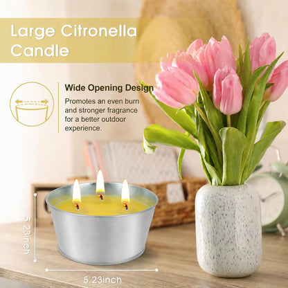 Large Citronella Candles Outdoor - Lemongrass Scented Candle Set 2 Pack Natural Wax Bucket Citronella Candles up to 180 Hours for Garden Patio Yard Home Balcony Camping Backyard