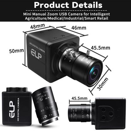 QILOVE Global Shutter USB Camera – 800P Monochrome Ultra High Speed 640fps[120/210/420fps Modes] – Manual Focus 2.8-12mm CS Lens – Compatible with Raspberry Pi, Linux, Mac & Windows