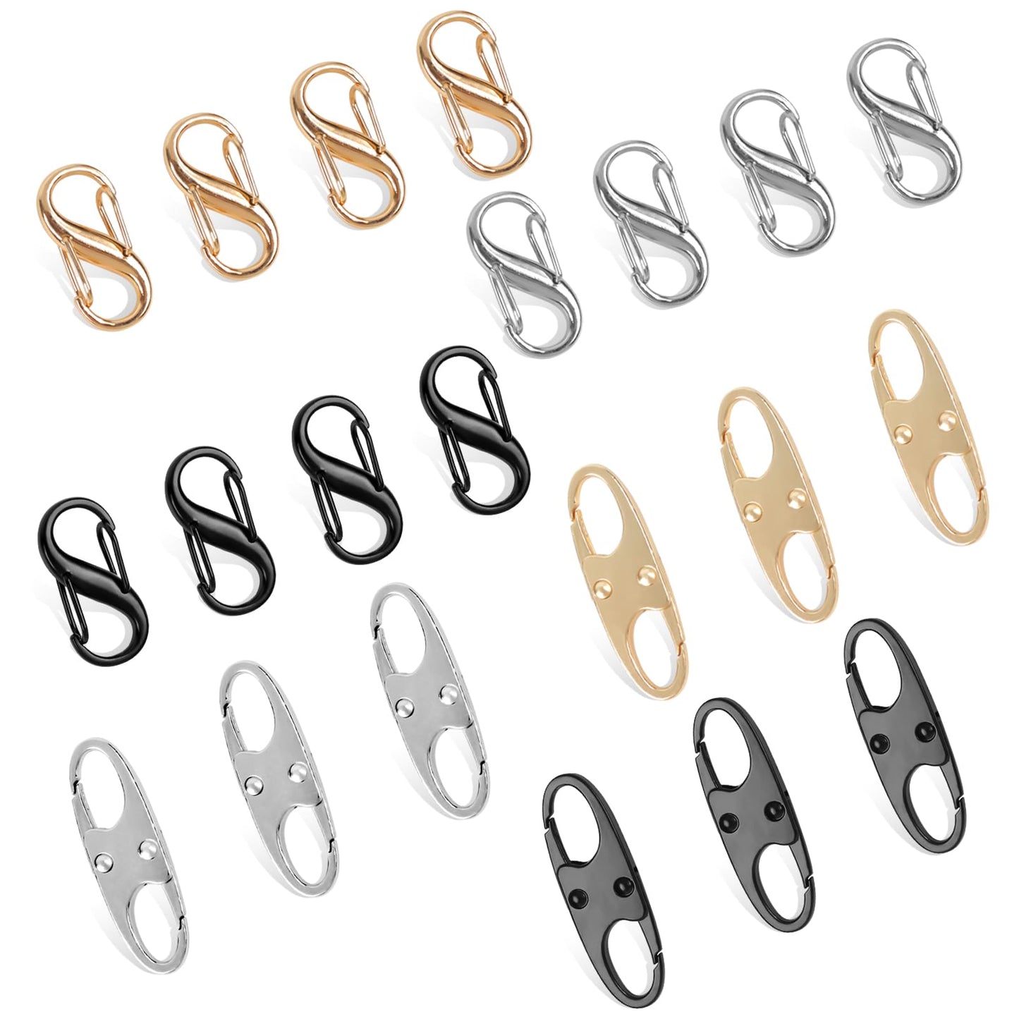 Phinus Lock Combo, Total 21PCS Clips Anti-Theft, Locks Anti-Theft for Luggage, Clothing, Backpacks, Boots, Purses, Travel Outdoor Sports(Black, Silver, Gold)