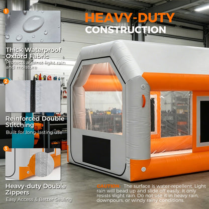 20x12x9ft Inflatable Paint Booth, Light Water-Resistant 210D Oxford Portable Spray Booth with 750W Blower, Professional Mobile Workshop for Car Parts, Furniture & Crafts, Dual Filtration