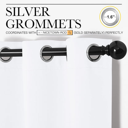 NICETOWN Curtains - Grommet Top Draperies for Small Windows | 50% Light Blocking, White (2 Panels, 34" x 45")
