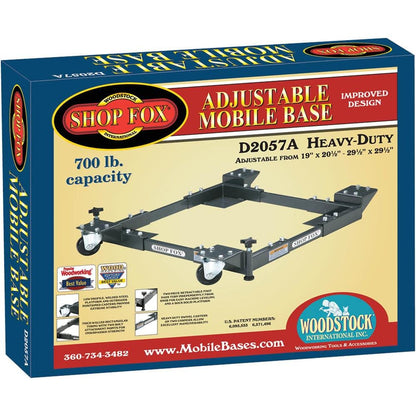 Shop Fox D2057A Adjustable Mobile Base, Small Charcoal Grey