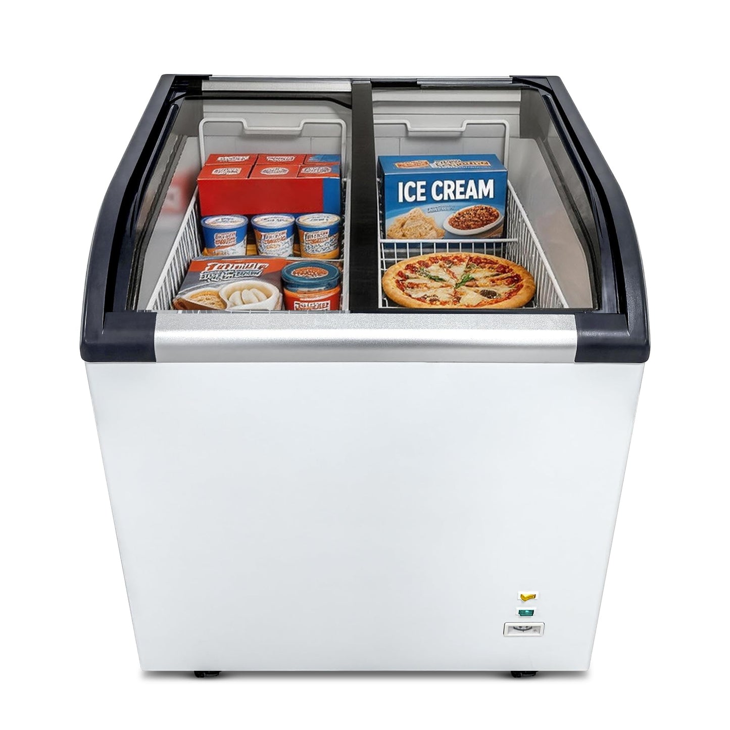 6.9 Cu.Ft Commercial Ice Cream Freezer,29" Ice Cream Display Freezer,ETL NSF Certified,Chest Freezers with LED Light and 2 Removable Baskets,Lockable Wheels,Sliding Door for Store Supermaket,White