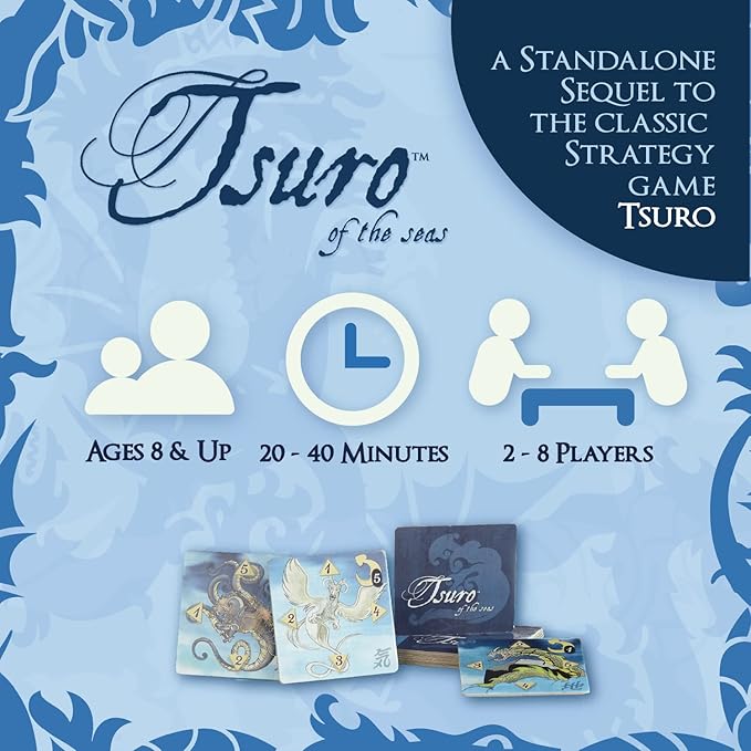 Tsuro of the Seas – Path-Building Strategy Board Game with Sea Monsters | Tile-Laying Adventure for 2–8 Players Ages 8+ | 30–45 Minute Gameplay