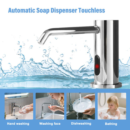 Touchless Automatic Soap Dispenser Built-in Sink Electric Soap Dispenser for Kitchen Bathroom Commercial Home Use, Infrared Sensor with 33.81oz/1000ml Bottle Pump, Chrome