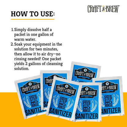 Craft A Brew - Single-Use Cleansing Packets - Dissolvable No-Rinse Cleanser for Home Brewing Equipment – Pre-Portioned for 2-Gallon Solutions – Easy-to-Use Homebrew Supplies – Pack of 6