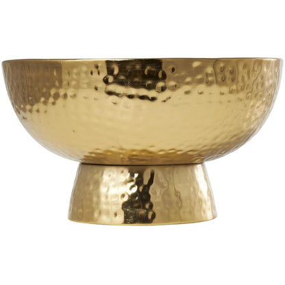 Deco 79 Metal Decorative Candle English Garden Scented Wide Hammered 70 oz 4 Wick Aromatherapy Candle with White Wax, Wax Aromatherapy Candle 10" x 10" x 6", Gold