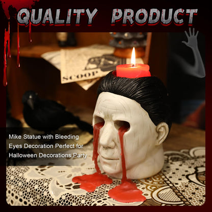 Michael Candle Holder, Candle Holder Statue with Bleeding Eyes Decor Halloween Horror Holder Decorations Party Candlestick Merchandise