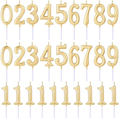 28 PCS Number Birthday Candles Champagne Number Candles Cake Candles for 1st Birthday to 18th Birthday Decoration, Wedding Anniversary, Party Celebration, Baby Showers (Champagne)