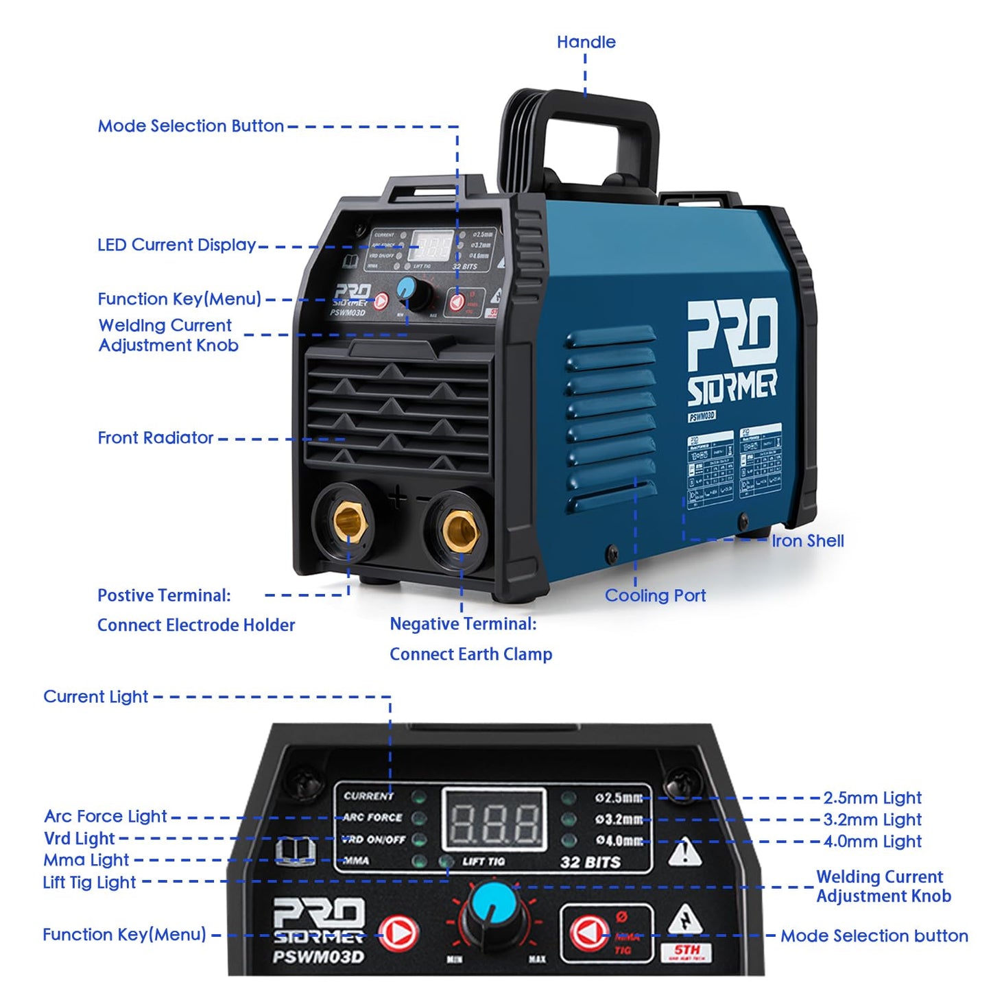 200A ARC Welding Machine, 110V/220V Dual Voltage Welder, IGBT Stick MMA Welder LED Display with Electrode Holder Work Clamp