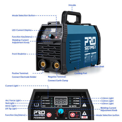 200A ARC Welding Machine, 110V/220V Dual Voltage Welder, IGBT Stick MMA Welder LED Display with Electrode Holder Work Clamp