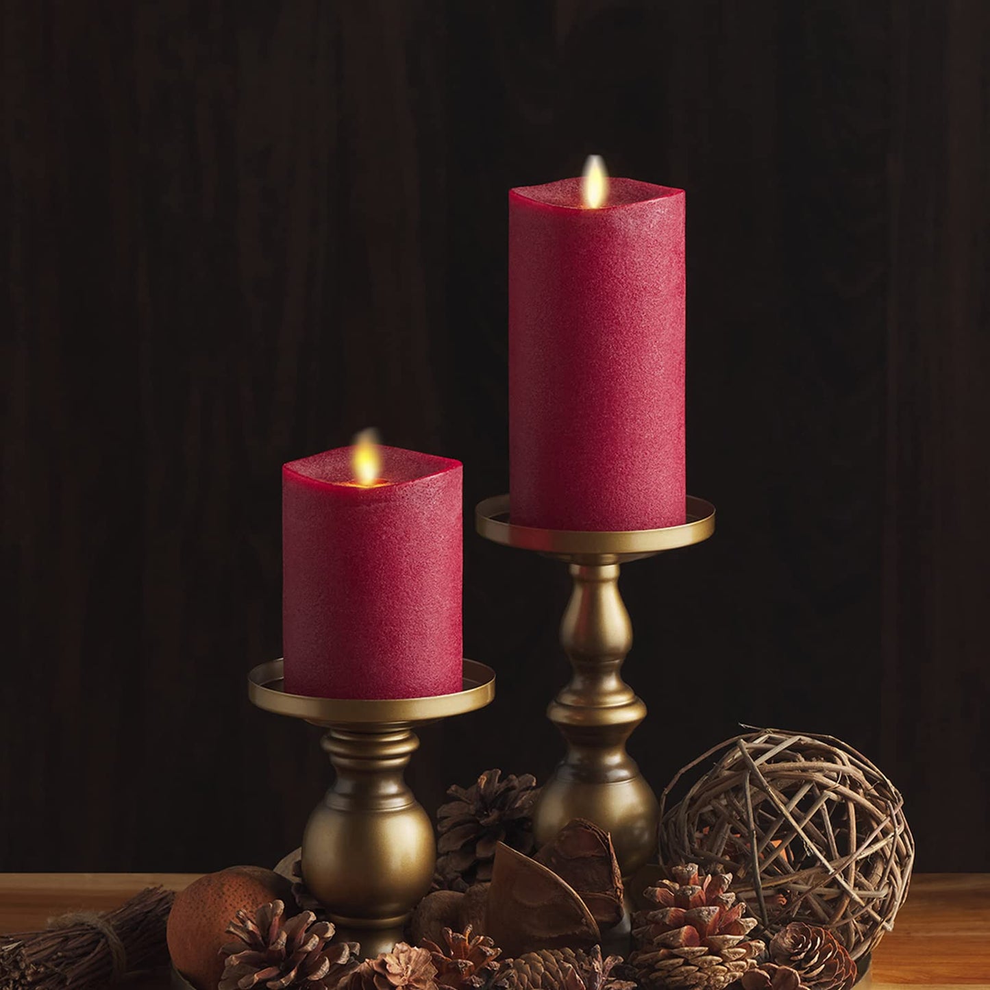 Luminara - Flameless LED Battery Operated Flickering Pillar Candles - Red - Pack of 1-3x4.5 - Realistic Moving Flame Real Wax Indoor/Outdoor Decor