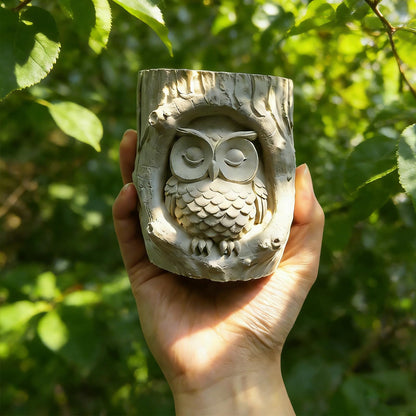 Wehous Candle Holder Silicone Mold, Owl with Wood Shape Container Resin Molds, Unique Storage Jar Succulent Planter Pot Jewelry Trinket Makeup Holder Epoxy Resin Concrete Cement Mold DIY Home Decor