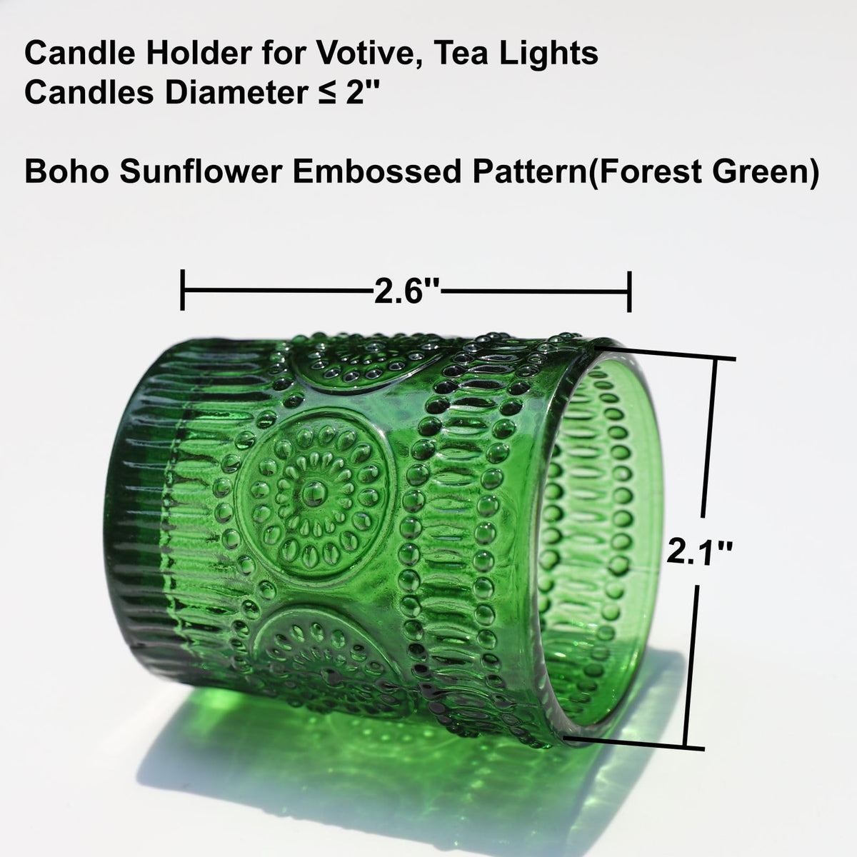 VOHO Green Candle Holder Set of 12, Green Glass Votive Candle Holders for Centerpiece Table Decorations, Votive Candles Holder Bulk for Birthday (2.1'' x 2.6'', W/H)