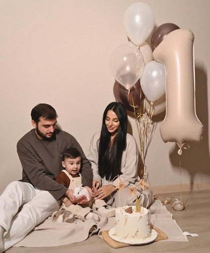 40 Inch Light Brown 1 Balloon for First Birthday, Tan 1st Number Balloons Khaki Birthday Decorations for Girl Boy Kids Toddler Baby, Beige One Giant Number 1 Balloon