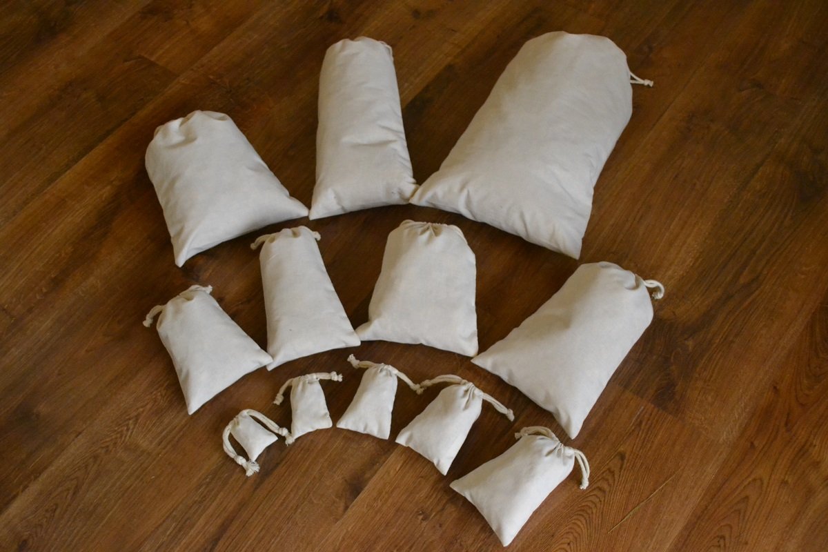 8x12 Inches Cotton Double Drawstring Muslin Bags (Natural Color) - 100 count pack