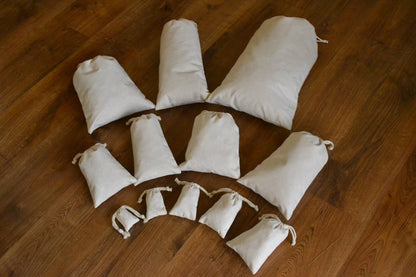 8x12 Inches Cotton Double Drawstring Muslin Bags (Natural Color) - 100 count pack