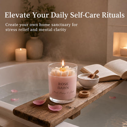 Scented Candles Gift Set for Women, 4 Pack Soy Candles for Home with Unique Floral Design, Relaxing Aromatherapy Candles for Birthday, Self Care, Home Decor