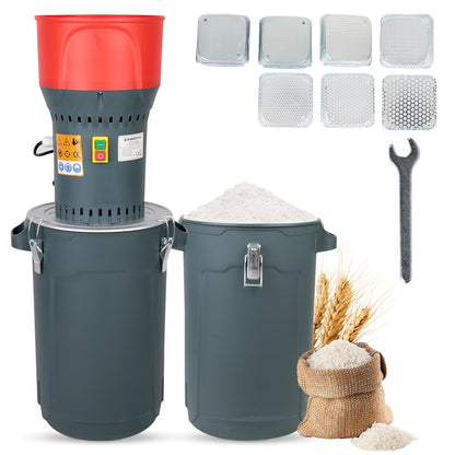 DETODDA 6.6 Gallons Corn Grinder Mill, Dry Grain Mill Grinders Electric, Farm Home Wheat Grinder for Spice Rice Feed Flour Cereals, 7 Sizes Sieves (25L)