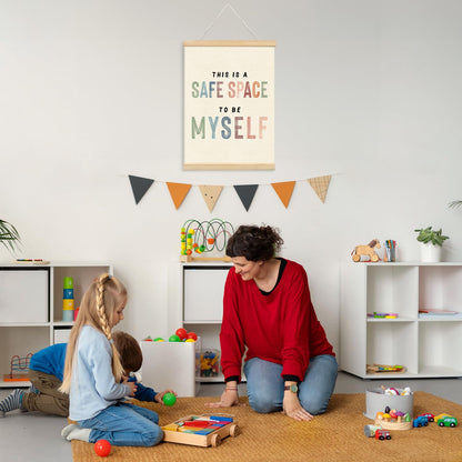 Lacama This is a Safe Space To Be Myself Wooden Poster Hanger,Poster Hanger Frame for Classroom