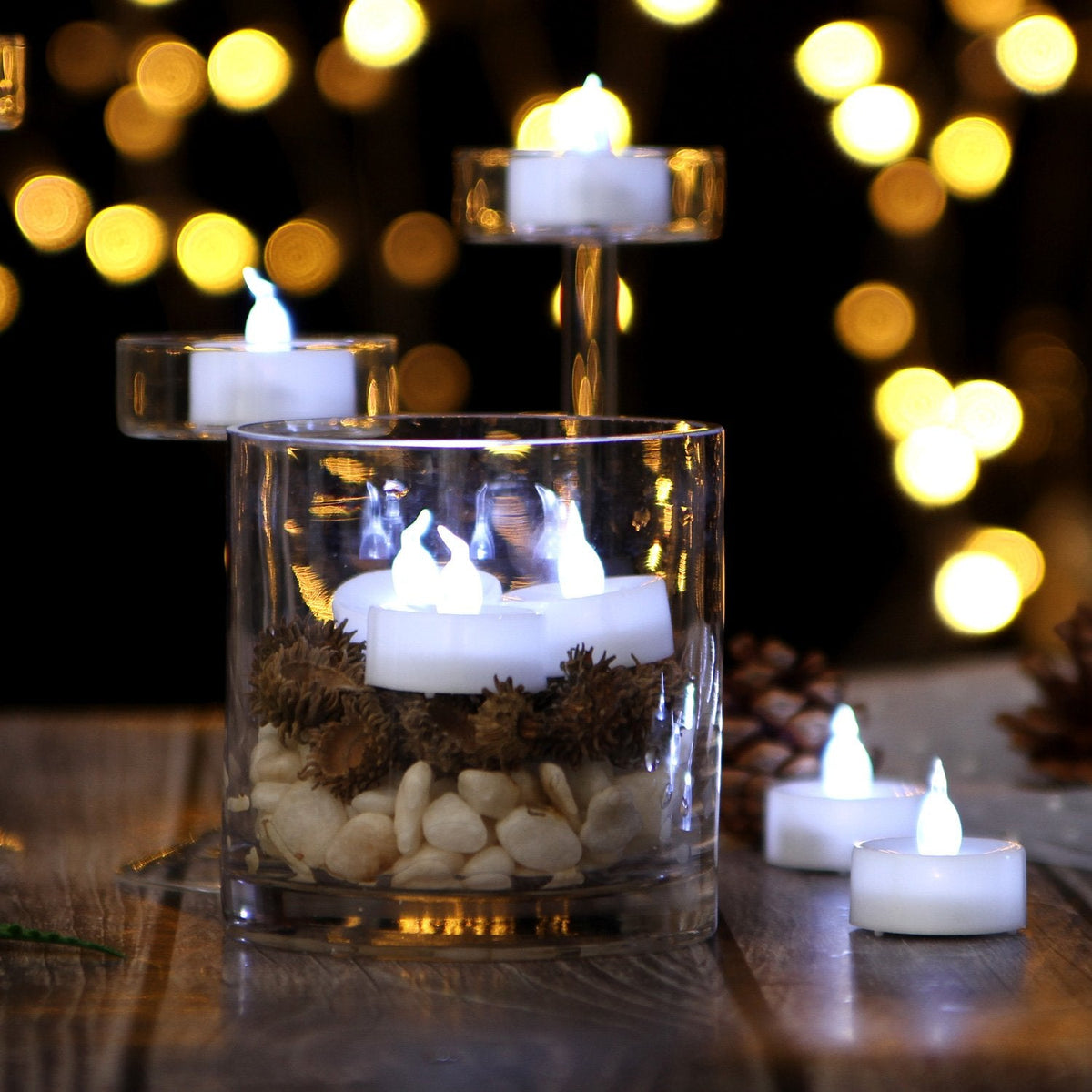 AGPTEK® Timer Flickering Flameless LED Candles Battery-Operated Tealights for Wedding Holiday Party Home Decoration 24pcs(Cool White)