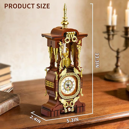 Retro Clock Building Set for Adults Vintage Pendulum Model with Rotating Gears Mechanical Building Blocks Toy Gift for Boys and Girls 8+(879PCS)