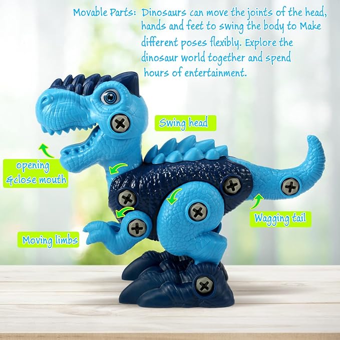 Dinosaur STEM Toys for Kids 3-5 Take Apart Dinosaur Toys with Electric Drill Educational Building Toy &amp Construction Set DIY Christmas Birthday Gifts for 3 4 5 6 7 8 Years Old Boys and Girls