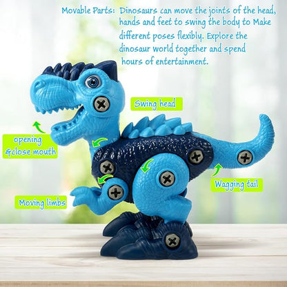Dinosaur STEM Toys for Kids 3-5 Take Apart Dinosaur Toys with Electric Drill Educational Building Toy &amp Construction Set DIY Christmas Birthday Gifts for 3 4 5 6 7 8 Years Old Boys and Girls