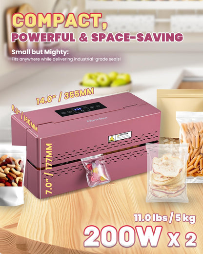 Commercial Heat Sealing Machine, Automatic Continuous Band Sealer | 32-482°F Adjustable with Smart LED Touchscreen | Fast, Quiet & Safe for Home Kitchen, Bakery, Food Storage & Snacks Packaging