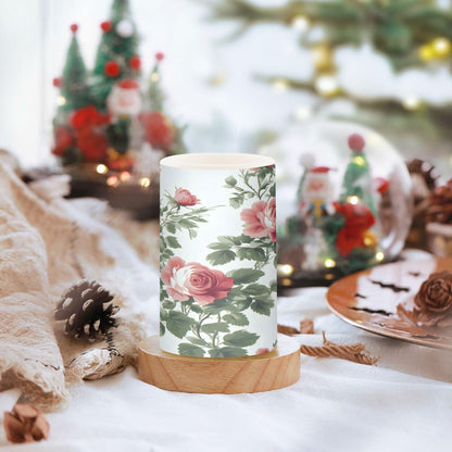 ALAZA Flower Red Rose Flat Pattern Flickering Flameless Candles Battery Operated with Remote Timer,Tea Light Candles LED Pillar Votive Candles Set of 2 for Outdoor Indoor Decorations