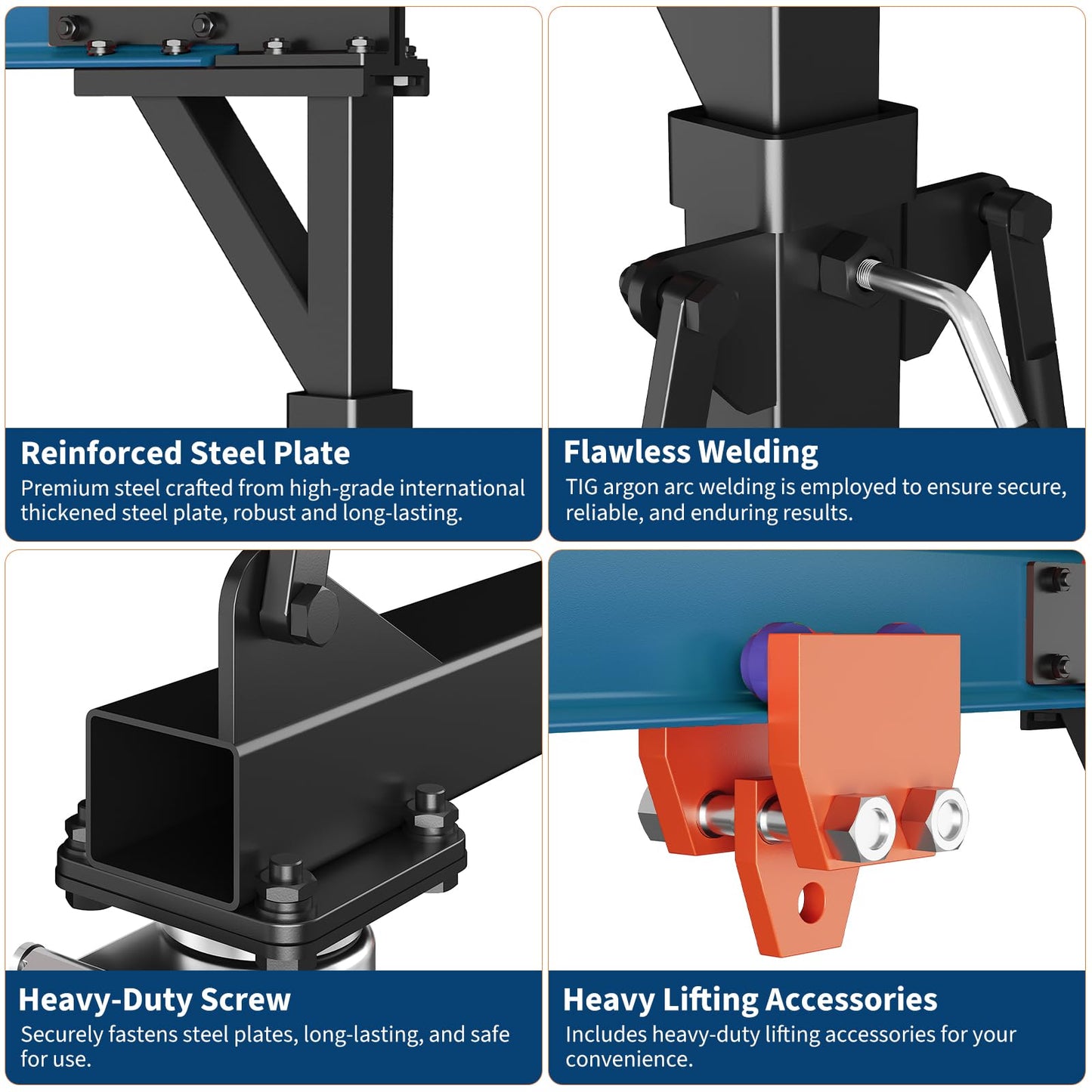 4400 LBS Gantry Crane with Manual Trolley, 2 Ton Gantry Crane with 8-12 FT Adjustable Height, Shop Crane Lift Hoist with Hooks & Shackles for Warehouse, Factory
