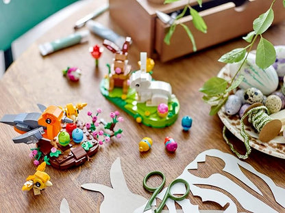 LEGO Easter Rabbits Display 40523 Building Toy Set Includes Colorful Easter Eggs and Tulips Easter Decorations