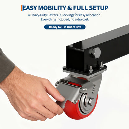 Adjustable Gantry Crane, 1 Ton 2200 LBS Capacity, Portable Gantry Crane Height Adjustable 97" to 141" with 12 Positions, for Factories, Warehouses, Construction, Auto Repair