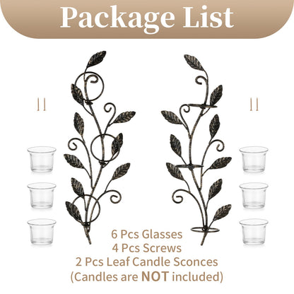 Sziqiqi Wall Sconces Candle Holder - Wall Candle Holder Black Tea Light Candle Sconce Vintage Wall Sconce Set of 2 for Living Room Wall Mount Candle Sconces for Bathroom Dining Room