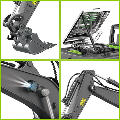 PREPOP Remote Control Excavator Toy for 6-12 yr Boys Best Birthday Gifts for Kids 6 7 8 9 10 11 Year Old Green