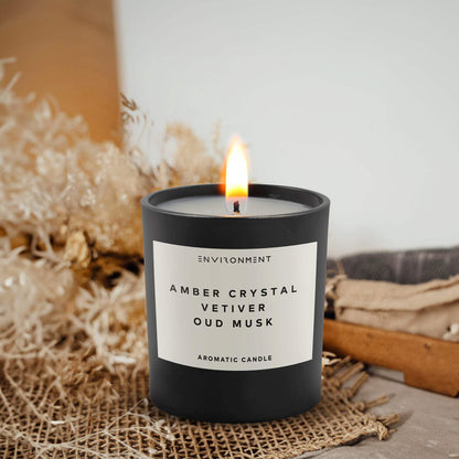 ENVIRONMENT Inspired by Designer Perfume BR540 Candle, 8oz Luxury Coconut Apricot Wax Candles for Home (Amber Crystal | Vetiver | Oud Musk) Home Fragrance Products, 1 Wick Candle, Vegan & Cruelty-Free