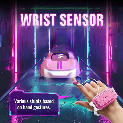 Gesture Sensing Remote Control Car Drift RC Stunt Car with Light Spray &amp Sound 2.4GHz Hobby RC Cars Toy for Kids 360° Rotate Birthday Gifts for Boys Girls 6-12（Pink）