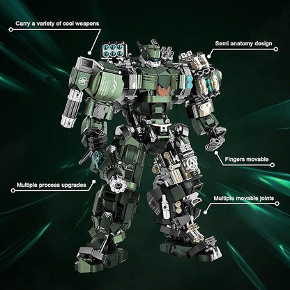 HIGH GODO Mech Building Blocks Set for Adults Motorized Robot Model Building Kit with Multiple Weapons Hard Core Industrial Style Collectible Gifts for Man Teens Ages 14+ (1403 Pieces)