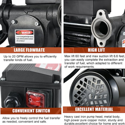 YOHOME Diesel Transfer Pump 110V 20GPM Oil Transfer Pump - Diesel, Kerosene, Biodiesel, Light Fuel Oil