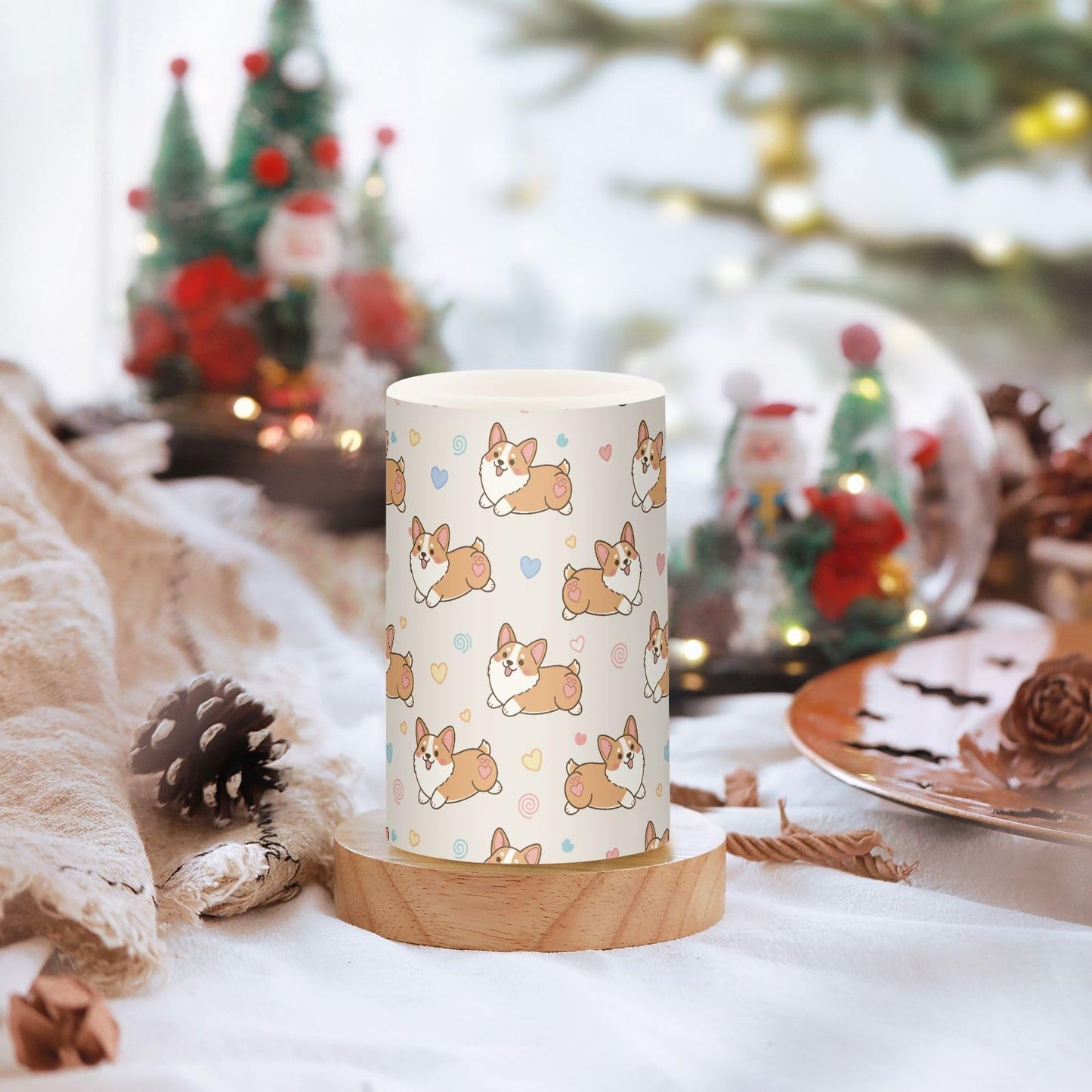 ALAZA Dog Love Heart Cute Flickering Flameless Candles Pillar Led Candles Battery Operated Candles with Remote and Timers Set of 2