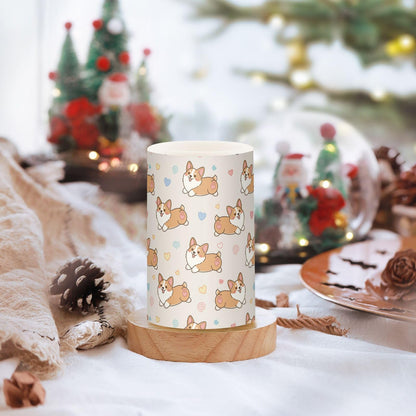 ALAZA Dog Love Heart Cute Flickering Flameless Candles Pillar Led Candles Battery Operated Candles with Remote and Timers Set of 2