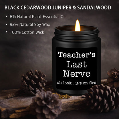 Homsolver Teacher Appreciation Gifts for Women Men, Christmas Birthday Valentines Retirement Thanksgiving Teachers' Day Graduation Season, Teacher’s Last Nerve Scented Candles