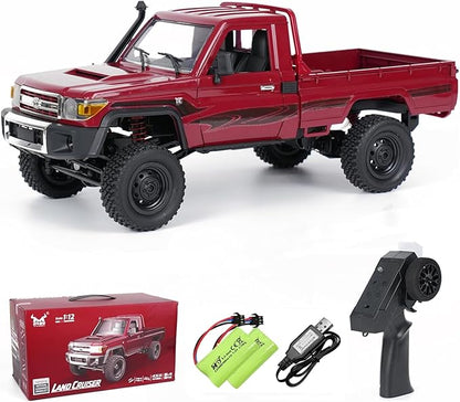 1:12 Scale Trucks MN82 RC Rock Crawler 2.4Ghz Toyota Remote Control Truck 4WD 2 Speeds Switch RC Crawler Off-Road Pick-up Equipped with 2 Rechargeable Batteries (Red)