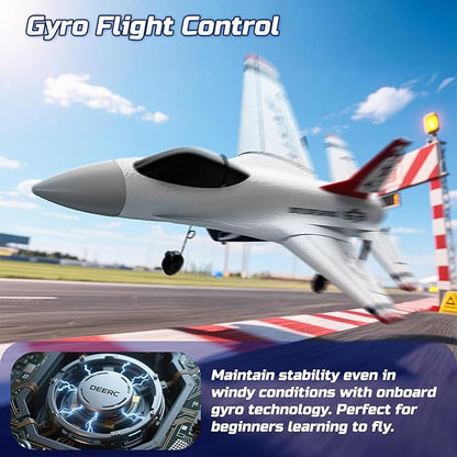 DEERC F16 Thunderbirds RC Plane3CH Remote Control Airplane Fighter Toys2.4GHz 6-axis Gyro Stabilizer RTF Glider Aircraft Plane with 2 BatteriesEasy to Fly for Beginners Kids Adults